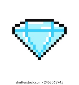 Diamant, Pixel-Element für Spiel-Schnittstelle. Diamond magic Spielelement. Gem-Symbol, 8-Bit-Ressource.