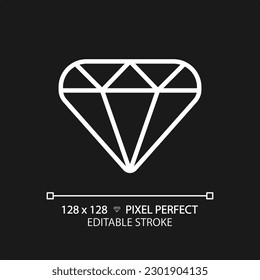 Diamond pixel perfect white linear icon for dark theme. Perfect quality of customer service. VIP product evaluation. Thin line illustration. Isolated symbol for night mode. Editable stroke
