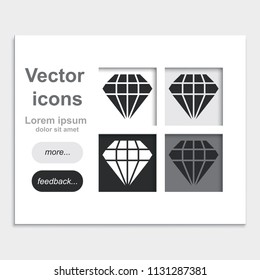 Diamond placed on web page template flat vector icon.