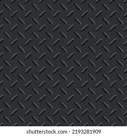 Diamond plate floor. Metal industrial seamless pattern of raised diamonds and lines. Steel, stainless or aluminum material. Realistic texture for stairs, catwalks, walkways surface vector