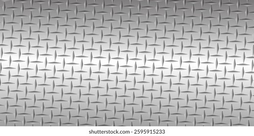 Diamond plate metal seamless pattern. Diamond structure texture. Metal construction background. Geometric tread stainless floor