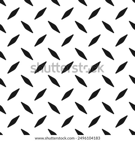Diamond plate metal seamless pattern. Diamond structure texture. Metal construction background. Geometric diagonal tread stainless floor. Vector illustration isolated on white background.