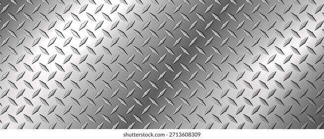 Fondo de patrón de placa de diamante, Anuncio de textura de chapa de acero plateado, Ilustración vectorial.