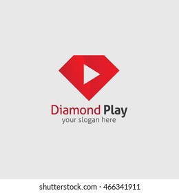 Diamond Play Logo Design Template. Vector Illustration