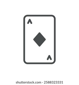 Diamond Playing Card Icon. Thin Line Illustration of Ace of Diamonds for Poker, Gambling, and Casino Games. Isolated Vector Symbol.