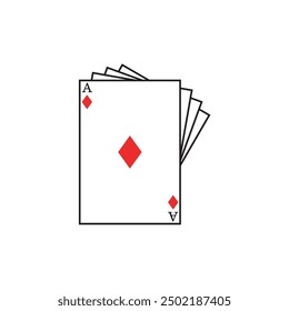 Diamond as playing card pack flat icon vector illustration, simple flat design. 