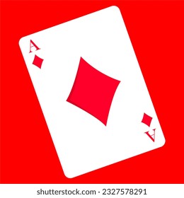 As diamond playing card vector on red background