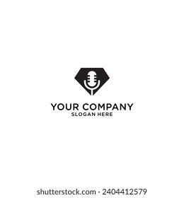 Diamond Podcast Logo Design Vektor. Podcast-Symbol, Logo-Design-Vorlage