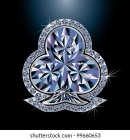 Diamond poker card clubs, vector illustration