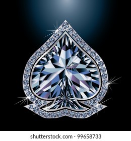 Diamond poker card spades, vector illustration