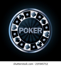 Diamond poker chip, vector illustration 
