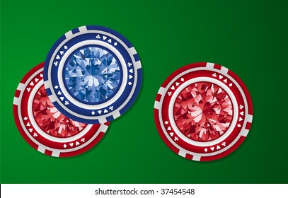 Diamond poker chips vector
