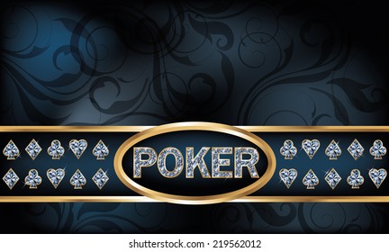 Diamond poker greeting card, vector illustration