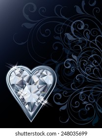 Diamond poker hearts card, vector illustration