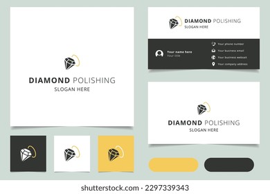Diamond polishing logo design with editable slogan. Branding book and business card template.