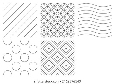 Diamond Polka Dot Wave Diagonal Circles Set Geometric Minimalist Line Continuous Seamless Pattern Transparent Background Vector EPS PNG Clip Art