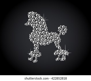 Diamond poodle icon on black background. Vector art.