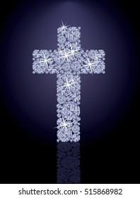 Diamond precious cross, vector illustration