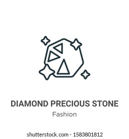 Diamond precious stone outline vector icon. Thin line black diamond precious stone icon, flat vector simple element illustration from editable fashion concept isolated on white background