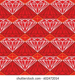 Diamond, precious stone, vector illustration of seamless pattern