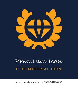 Diamond premium material ui ux isolated vector icon in navy blue and orange colors