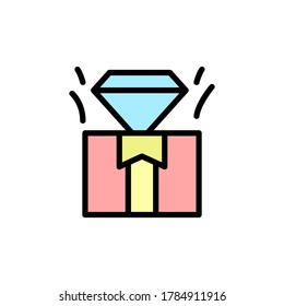Diamond present in Gift box, icon. Simple color with outline vector elements of present icons for ui and ux, website or mobile application