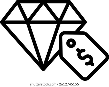 Diamond Price Icon Outline Vector Illustration
