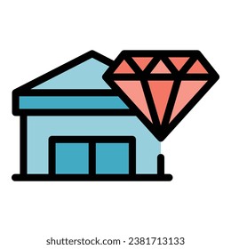 Diamond prize icon outline vector. Draw lottery. Winner reward color flat