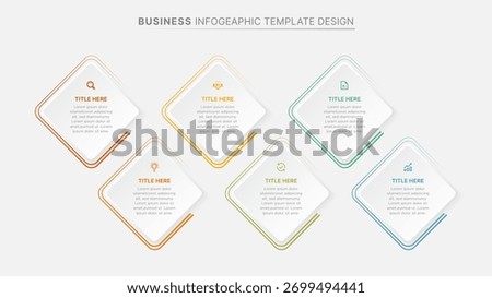 Diamond Process Infographic Template: 6 Steps, Business Strategy, Marketing, Finance, and Planning
