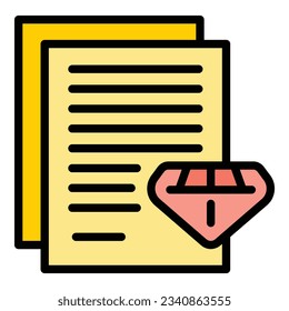 Diamond promotion icon outline vector. Online marketing. Price gift color flat