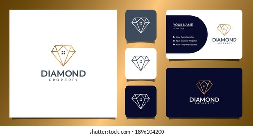 Diamond And Property Logo With Business Card Template