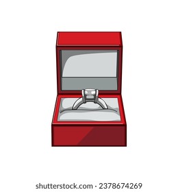 diamond proposal ring box cartoon. relationship valentine, marry man, jewellery luxury diamond proposal ring box sign. isolated symbol vector illustration