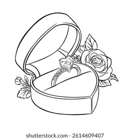 diamond proposal ring box. Jewellery marriage, vector illustration