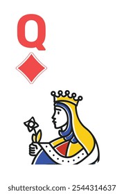 Diamond Queen (Q) Card para poker, jogo de cassino e para blackjack para Deck