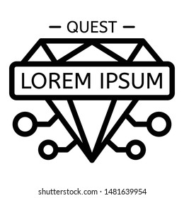 Diamond quest icon. Outline diamond quest vector icon for web design isolated on white background