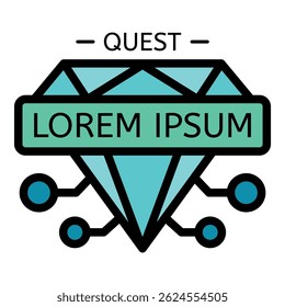 Diamant-Quest-Symbol. Umriss Diamant Quest Vektorsymbol Farbe flach einzeln