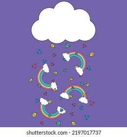 vector de lluvia de diamantes. los diamantes y los arcos caen de la nube