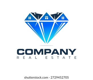 Diamond Real Estate Flat Design Logo in hellblauer Farbe mit weißem Hintergrund