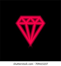 Diamond red glowing neon ui ux icon. Glowing sign logo vector