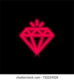 Diamond red glowing neon ui ux icon. Glowing sign logo vector