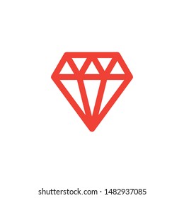 Diamond Red Icon On White Background. Red Flat Style Vector Illustration