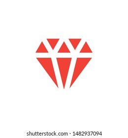 Diamond Red Icon On White Background. Red Flat Style Vector Illustration