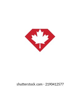 Diamond red maple-leaf by rectangle vector illustration