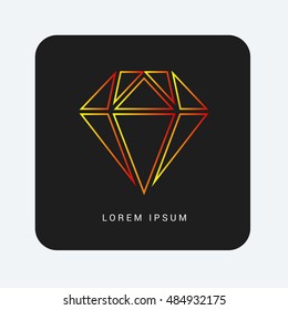 Diamond Red & Orange gradient attractive line thin icon / logo design