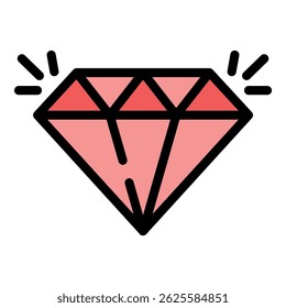 Diamond reliability icon. Outline diamond reliability vector icon color flat isolated