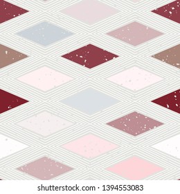  Diamond rhombus tiles seamless pattern, pastel colors vector geometric background. Abstract lines and elements.