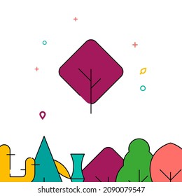 Diamond rhombus tree filled line vector icon, simple illustration, forest, garden related bottom border.