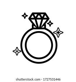 Diamant Ring schwarze Ikone Vektorgrafik. Symbol für Einsatzring Hochzeitsring Ikone , Schmuck und Accessoire. Accessoires für Frauen.