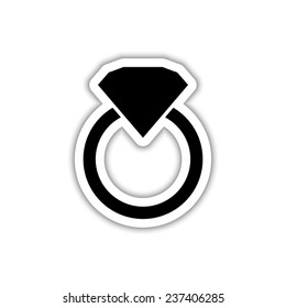 Diamond ring  - black vector icon with shadow