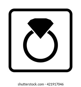 Diamond ring -  black vector icon